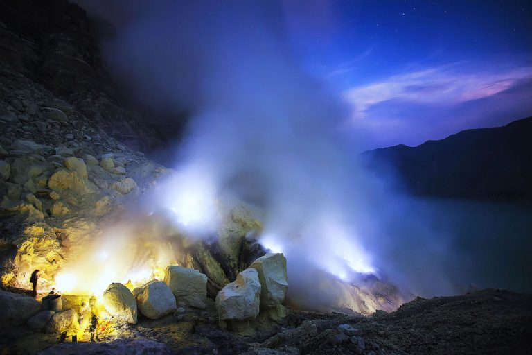 Blue fire of Ijen crater