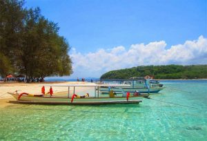 A Local wooden boat in Gili Nanggu island