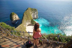 The stairs to reach Klingking beach in Nusa Penida