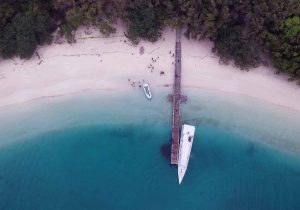 Peucang island pier from a distance