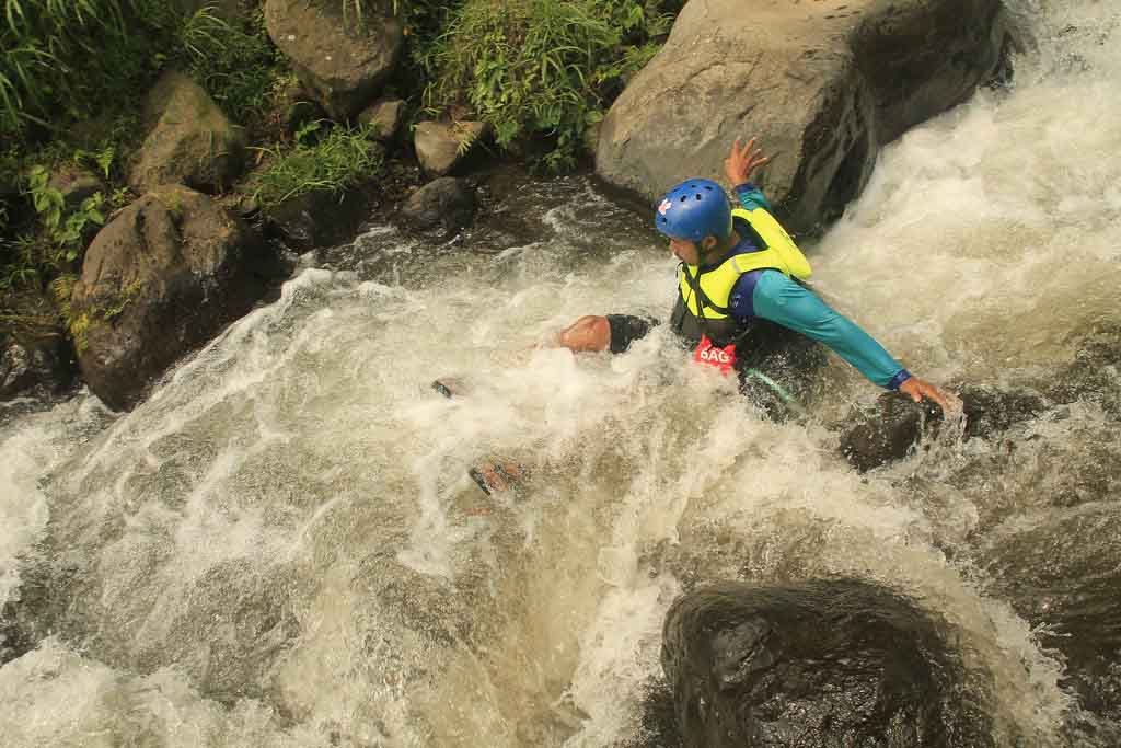 Challenging river tubing activity in Pacet - Mojokerto