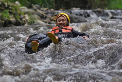 Enjoying river tubing activity